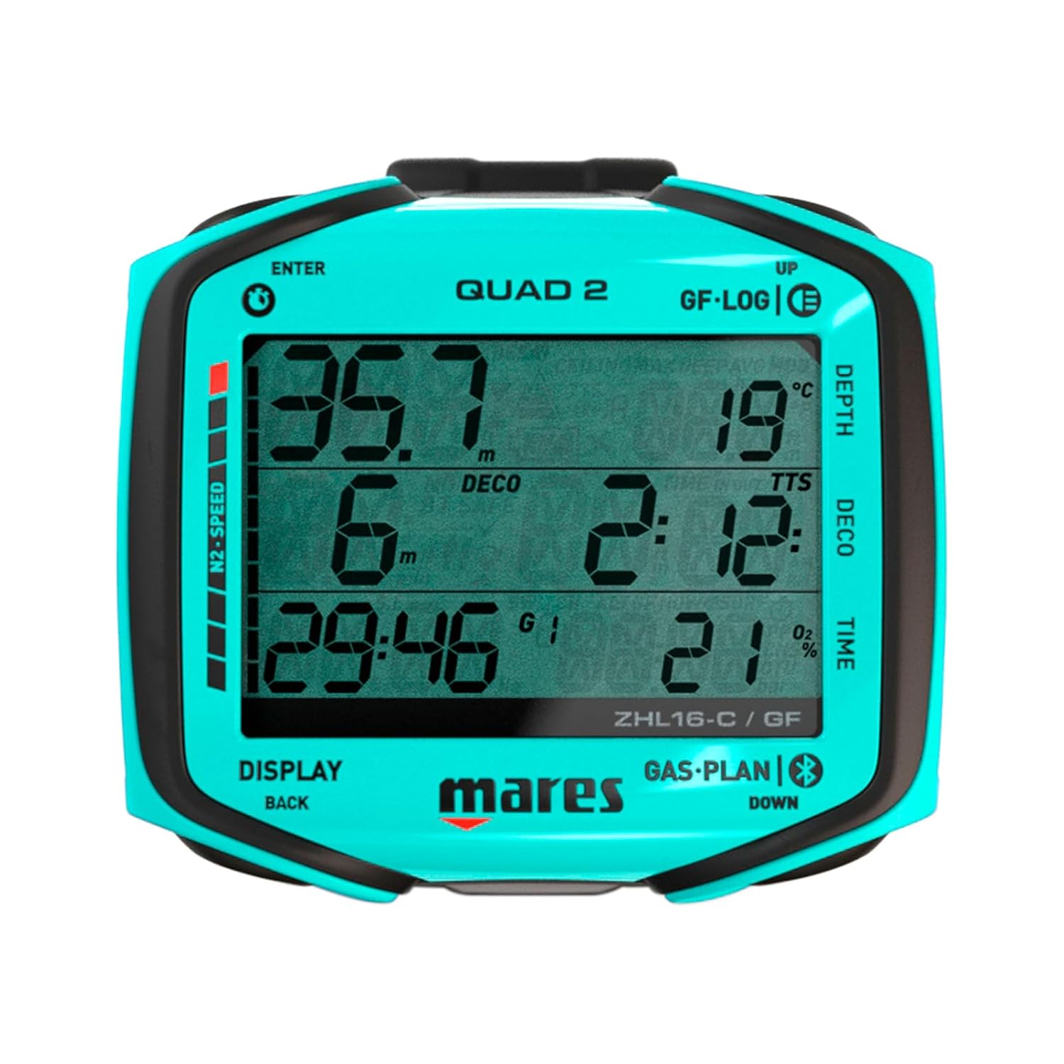 Mares Quad 2 Dive Computer front display