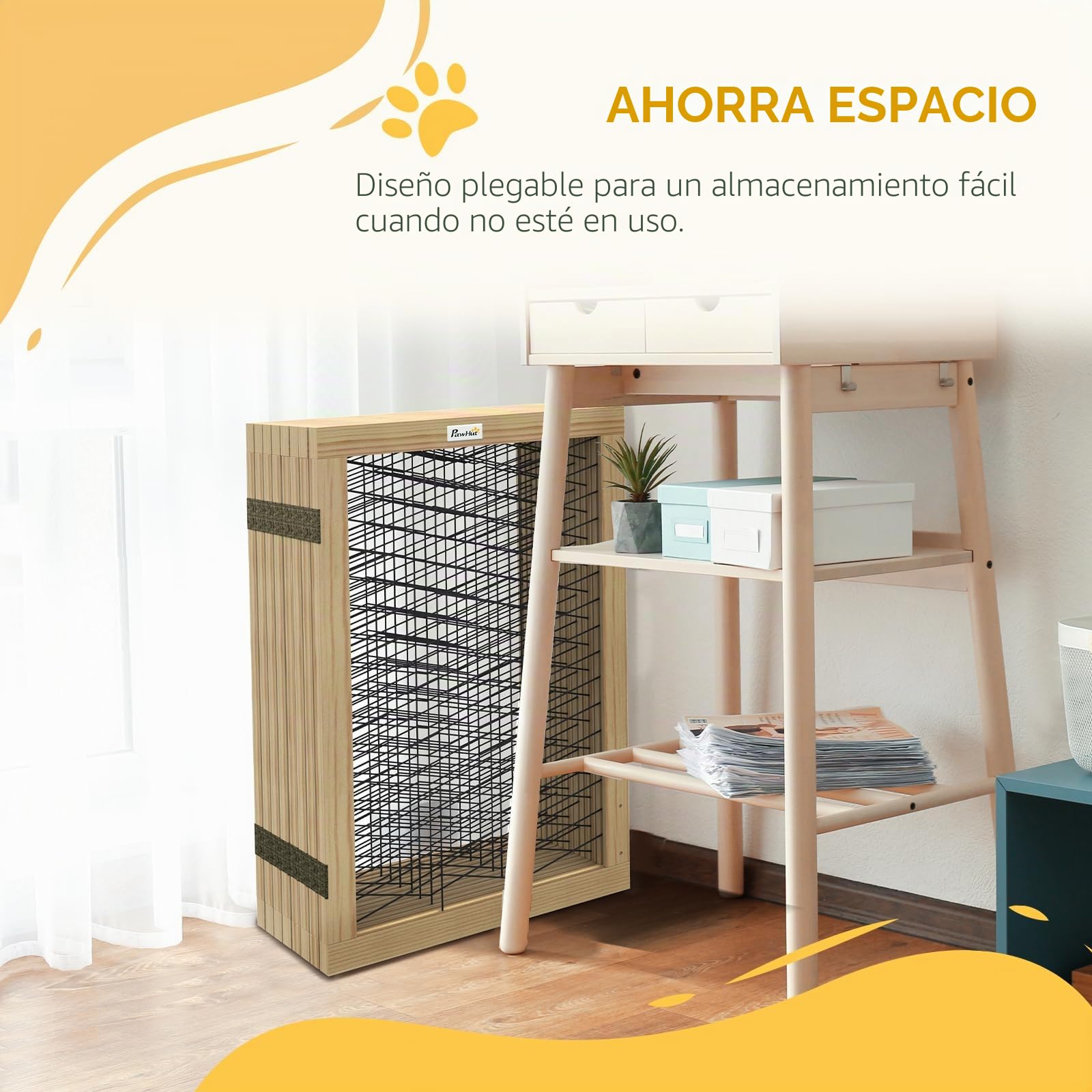 PawHut Rejilla de Madera de Barrera para Perros, Rejilla de protección para Puertas, Rejilla Plegable para Perros con 8 Paneles, Rejilla de Barrera para Perros, Rejilla de protección para escaleras, | Barrera plegable para perros con 8 paneles para perros