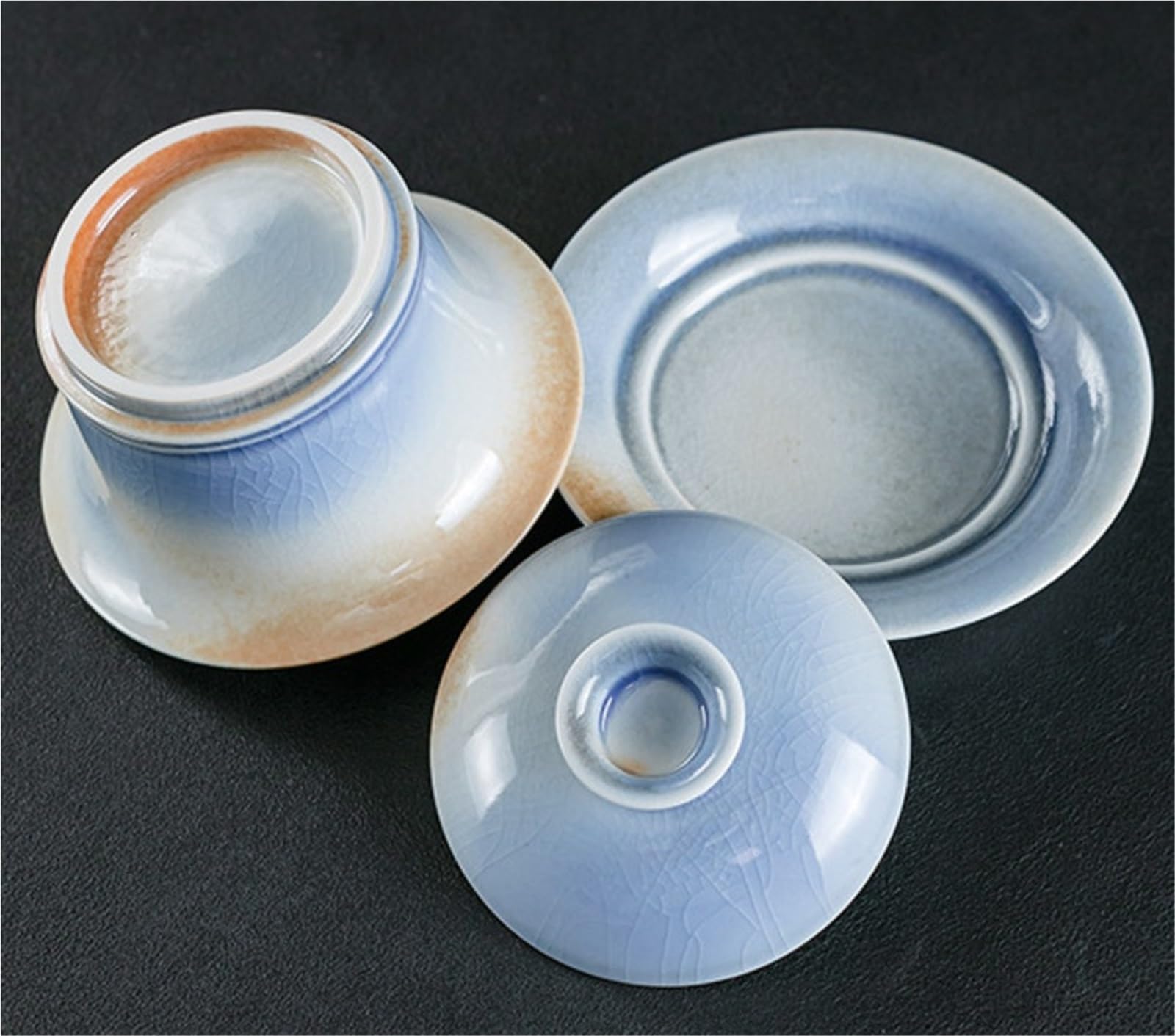 Ręcznie wypalana drewnem porcelanowa herbata Tureen Retro trawa drewno szary Sancai Gaiwan antyczna pokrywa do parzenia herbaty miska Kung Fu Teaware