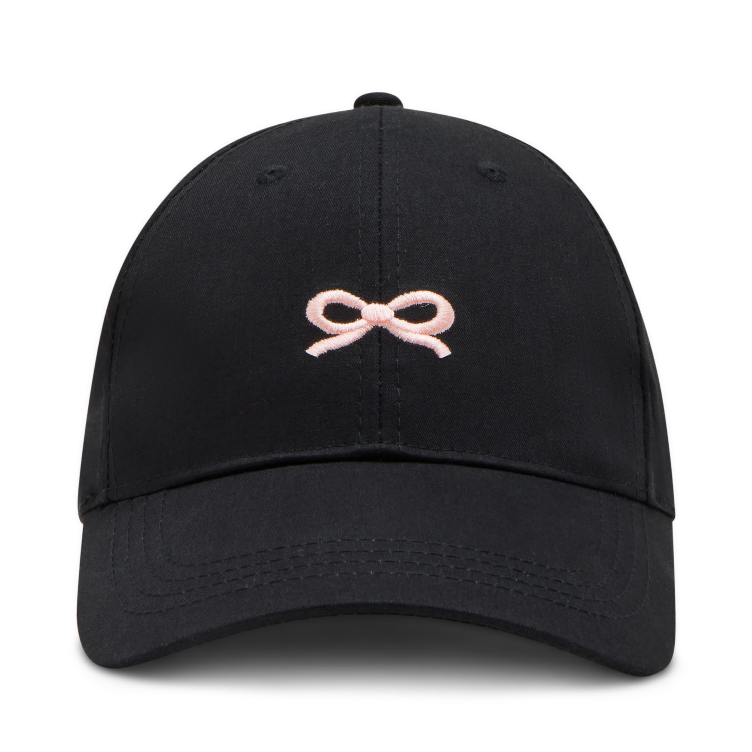 Steve Madden Women's Bow Embroidered HAT, Black Pink, Black Pink, One Size