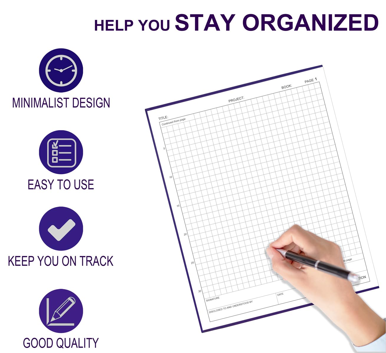 Tuun Fuplan Engineering Notebook - 130 Pages Engineer Graph Paper Notebook With .25" Engineering Grid Format, 8" X 10", Section Sewn Hardcover Grid