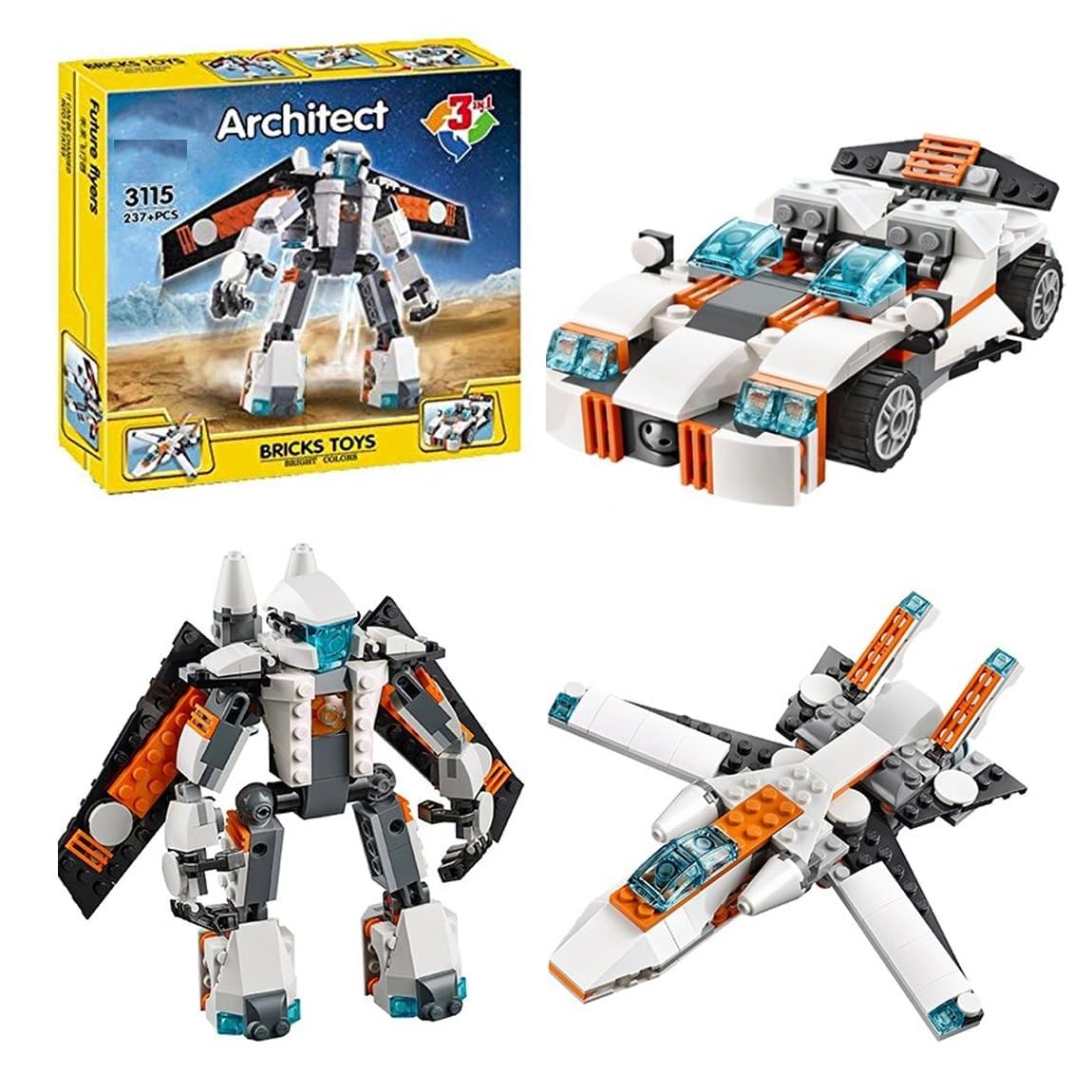Bestie toys Building Block Toys,Construction Kit, STEM Learning Building Bricks Set, Birthday Gifts for Kids Children Girls Boys (3 in 1 Robot Future Flyers) (B0CZRZLL1K) Amazon Price History, Amazon Price Tracker