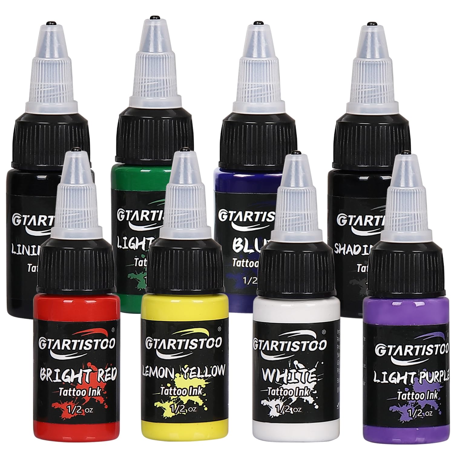 Tattoo Ink Color Set 1/2 oz (15ml) 8 Colors Professional Pigment Tattoo Ink Kit Supplies, UK-8 Colors15ml