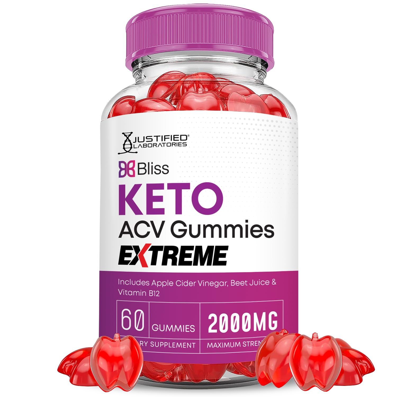 Bliss Keto ACV Gummies Extreme 2000MG Bliss Keto Gummies Apple Cider Vinegar Formulated with Pomegranate Beet Juice Powder B12 Vegan Non GMO 60 Gummys