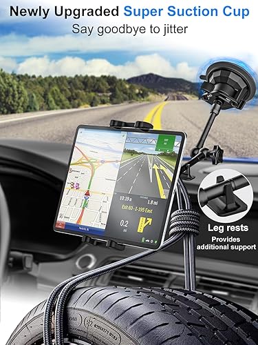 Miniatura 5 de Soporte para tablet para parabrisas de salpicadero de automóvil, súper ventosa para iPad soporte de automóvil, soporte de tableta resistente para