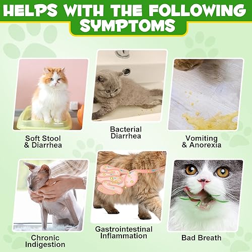 Miniatura 5 de Probióticos para gatos - Suplemento digestivo en polvo probiótico para gatos con enzimas digestivas y prebióticos para gatos que apoyan la salud