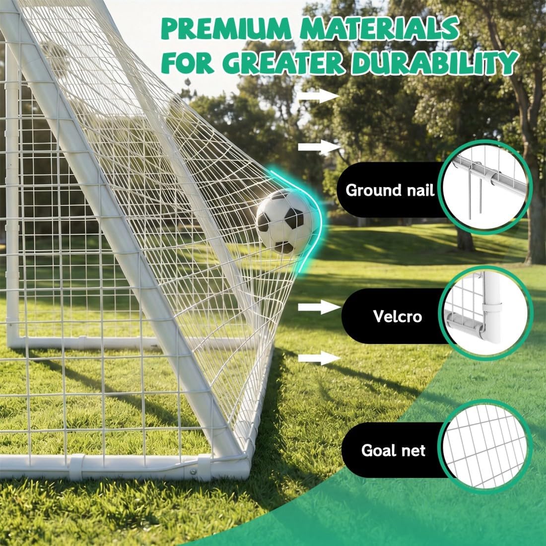 6x8 & 6x12 & 7x16-Foot Backyard Soccer Goals for Adults, Portable Soccer Nets with Heavy-Duty Mesh with Soccer Cones, Gift for Training Goal