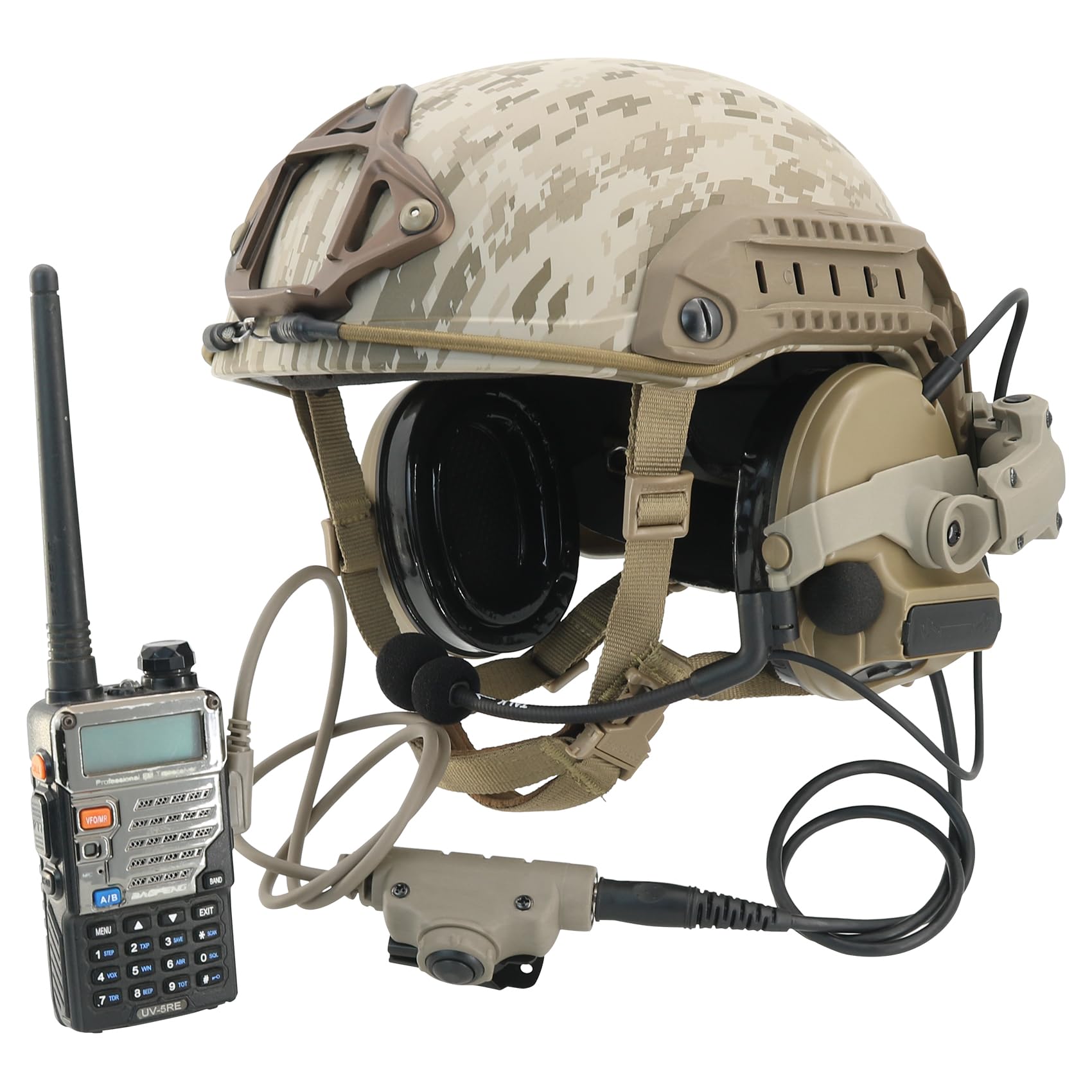 HEARFALCOM Taktyczny zestaw słuchawkowy COMTA III Taktyczny kask ARC Rail Adapter wersja niewojskowa chłodzenie hałasem Pick-UP zestaw słuchawkowy z V2 U94 PTT do polowania wiatrówki sportowej (DE)