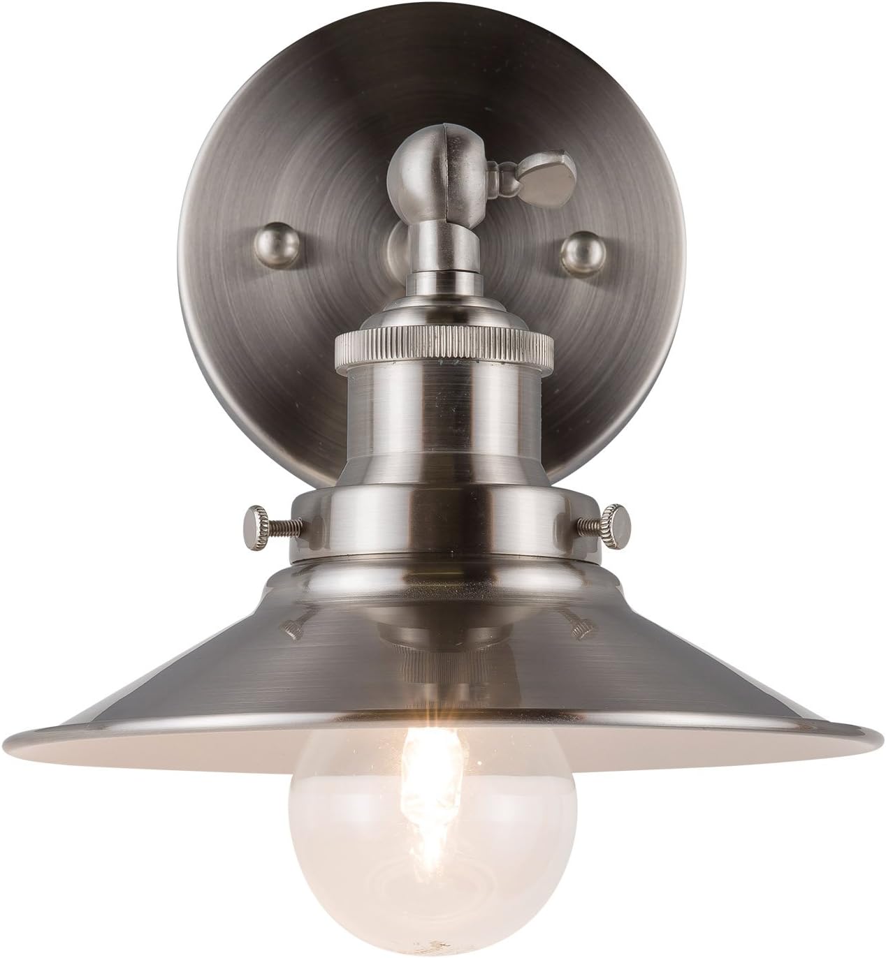 Linea di Liara Andante Brushed Nickel Wall Sconce Wall Lighting Fixture Farmhouse Industrial Bathroom Vanity Light Metal Wall Sconce Light Over Mirror and Over The Sink Kitchen Light, Bulb Included