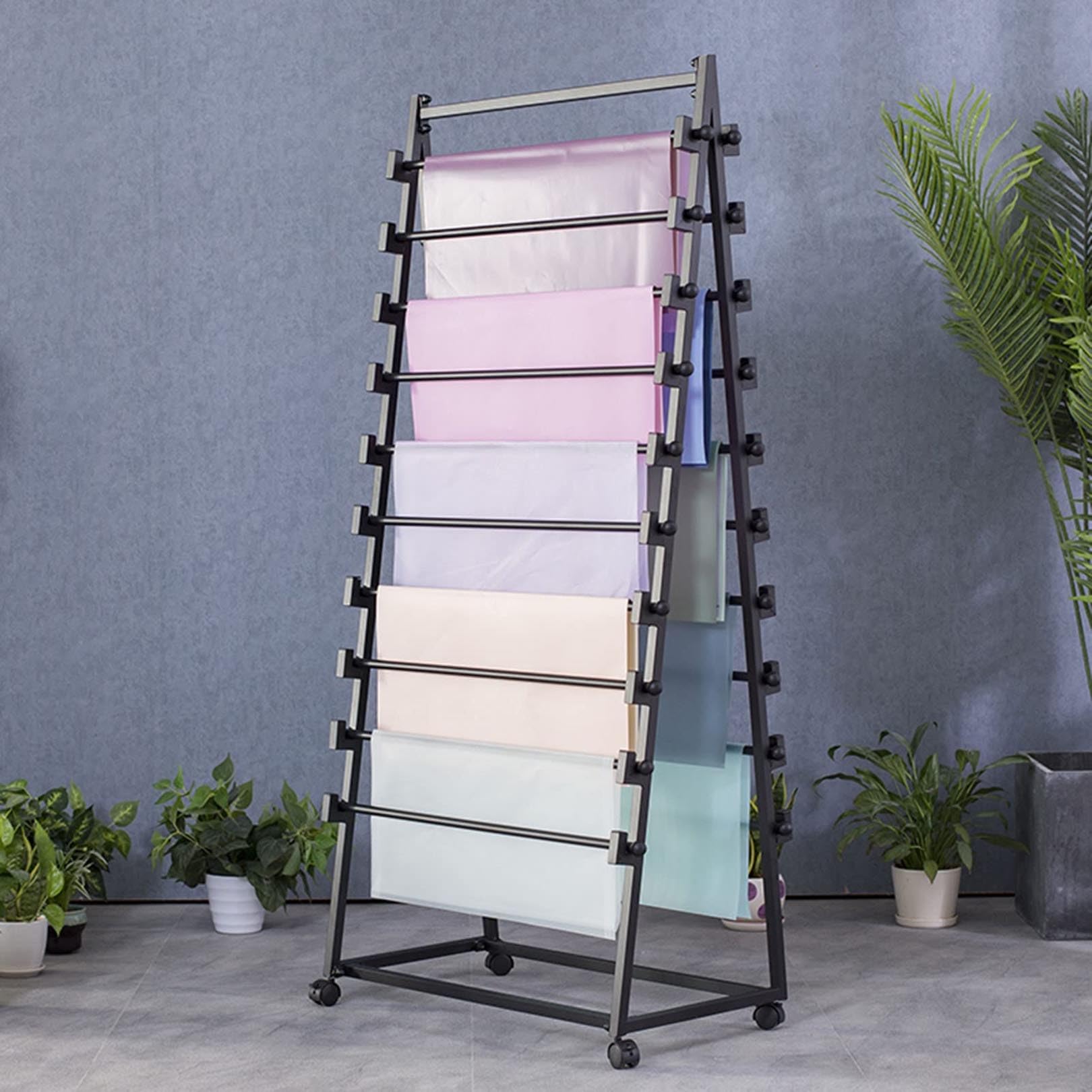 ManiCrown Double Sided Metal Scarf Display Rack, Shawl Fabric Silk Scarf Storage Rack for Commercial Clothing Store, Floor -Standing Sheets Belt Suit Pants Hanging Rack, Accessory Organizer Rack (Siz