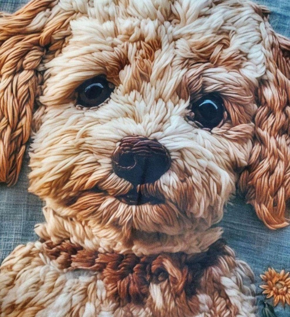 Amazon.co.jp: クッションカバー マルプーH 刺繍風 45cm 犬の雑貨