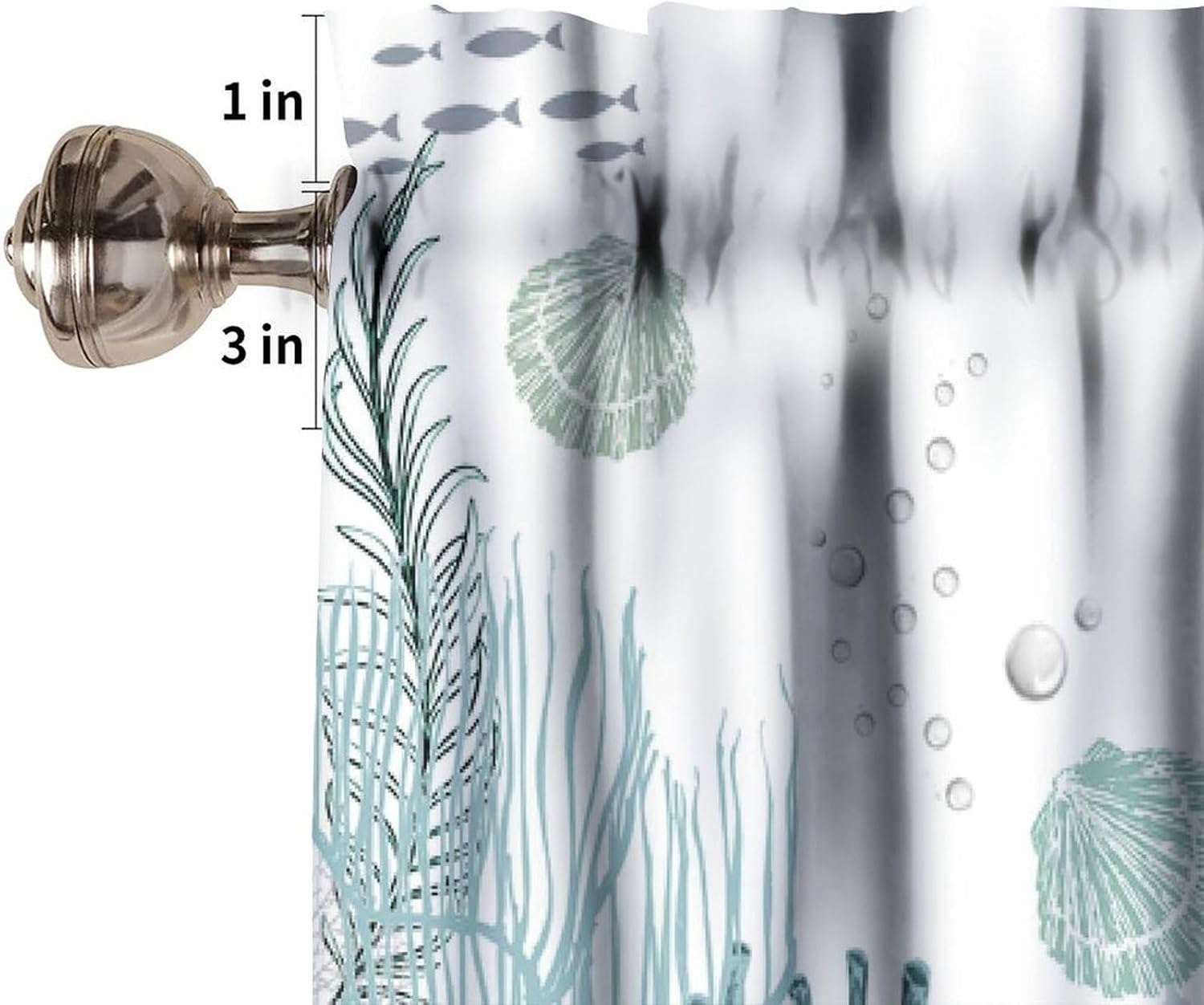 Nautical Coastal Kitchen Window Valance Curtains, Vintage Nautical Beach Starfish Seashell Blue Summer Ocean Window Treatment Valances for Bedroom Living Room Café Décor 54x18inch - Image 5