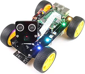 Freenove 4WD Smart Car Kit for Raspberry Pi 4 B 3 B+ B A+, Face Tracking, Line Tracking, Light Tracing, Obstacle Avoidance, Colorful Light, Ultrasonic Camera Servo (Raspberry Pi NOT Included)