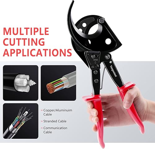 Miniatura 4 de Yangoutool Cortadores de cable de trinquete de hasta 400 mm 22.0.197 in0.89 pulgadas Cortador de alambre de trinquete de cobre de aluminio