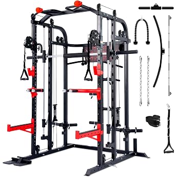 Sportstech, Smith Machine SXM150 Power Station with 100+ Exercise | Power Rack with Cable Pull, Pull-Up Bar &amp; Barbell, Multi 