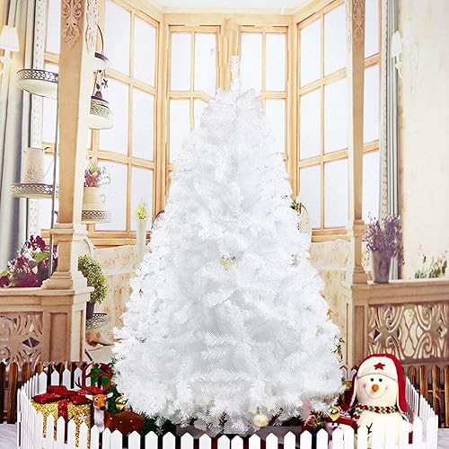 Miniatura 8 de Dporticus Árbol de Navidad artificial ecológico de 6 pies con patas de metal sólido, 800 puntas, árbol completo (blanco)