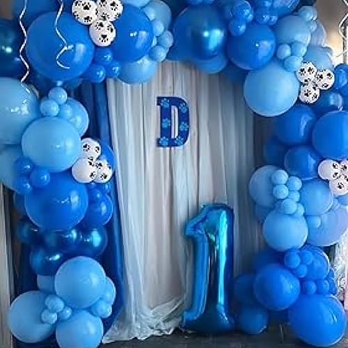 Miniatura 7 de Kit de arco de guirnalda de globos azules, 132 globos azules de diferentes tamaños, globos azul claro real para baby shower, niños, cumpleaños,