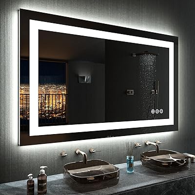 LOAAO 30"X36" LED Bathroom Mirror with Lights, Anti-Fog, Dimmable, RGB Backlit + Front Lighted, Bathroom Vanity Mirror for Wall, Memory Function, Waterproof, Tempered Glass