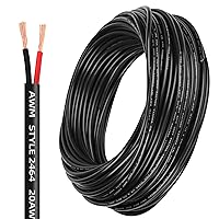Vista 1 de Lesnlok Cable eléctrico calibre 20 AWG con 2 conductores de cobre puro, libres de oxígeno, trenzados, de cloruro de polivinilo, estañados