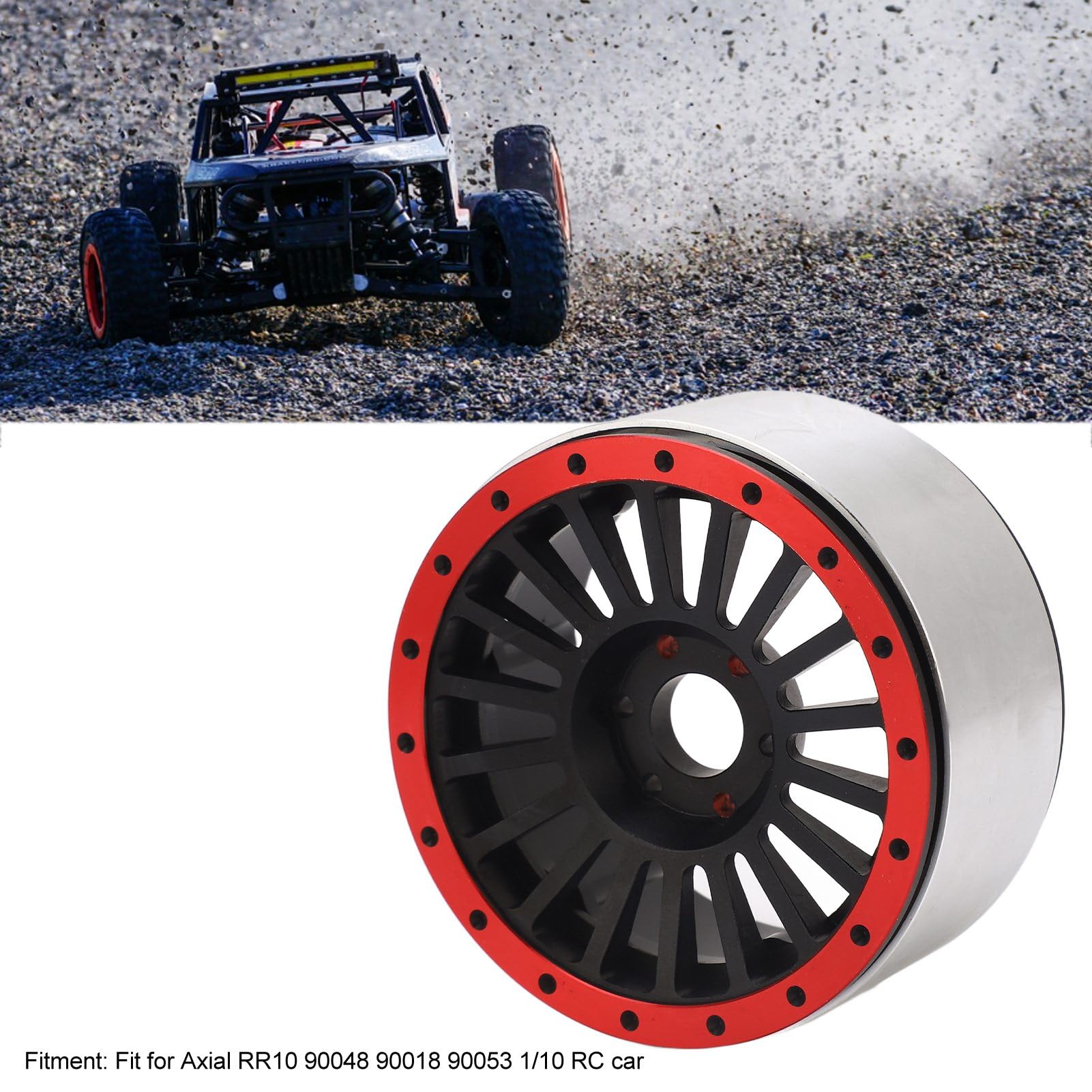 Jante de Roue de Voiture RC, Jante de Roue RC 2,6 Pouces, Installation Facile, Aluminium Durable, 4 Pièces Réutilisables pour Voiture 1/10 RC (Rouge)