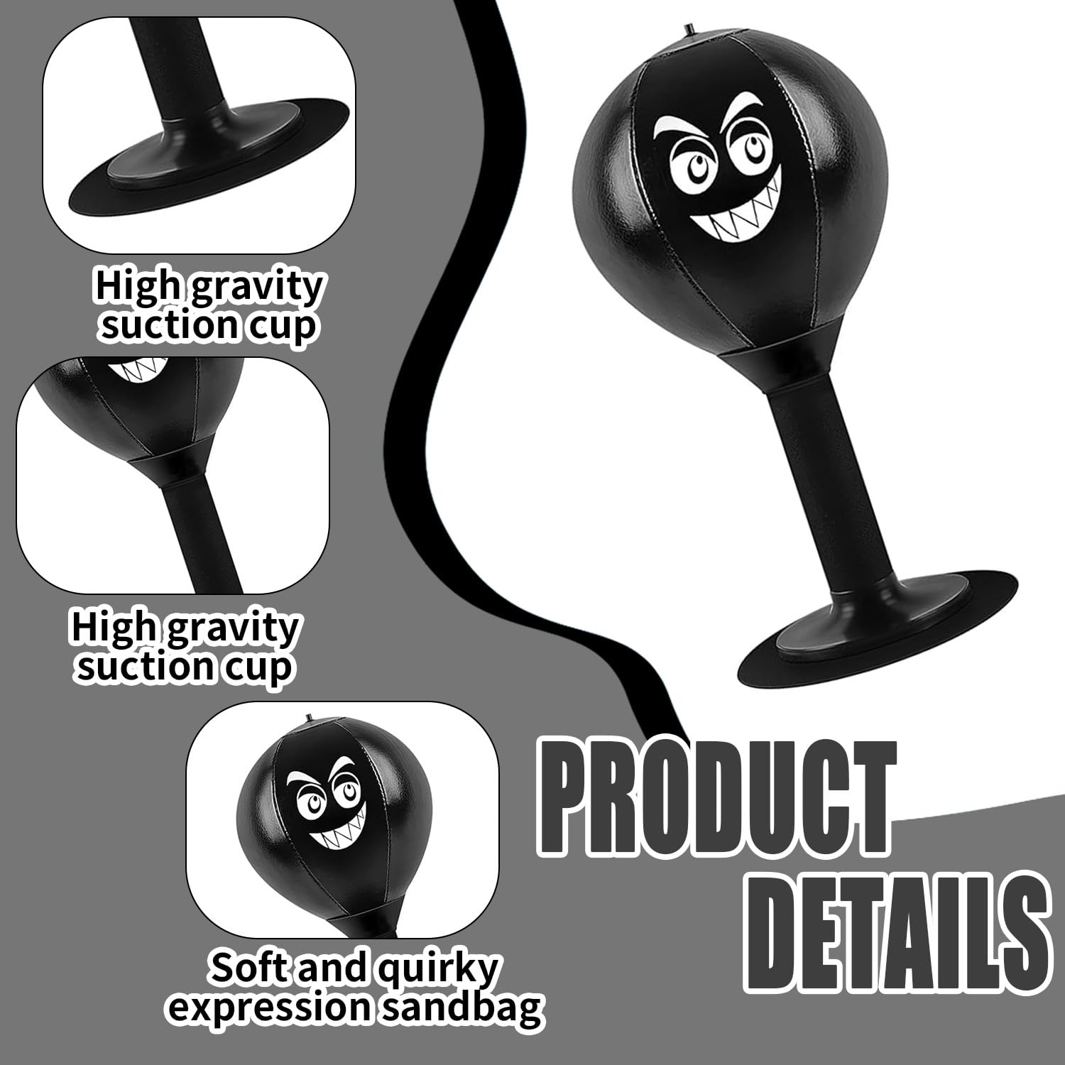 Punchingball Tisch mit Saugnapf, Desktop Boxsack mit Feder & Luftpumpe, Mini Punching Rage Bag für Büro und Zuhause, Freistehender Stressabbau Boxsack für Chef Kollegen und Freunde