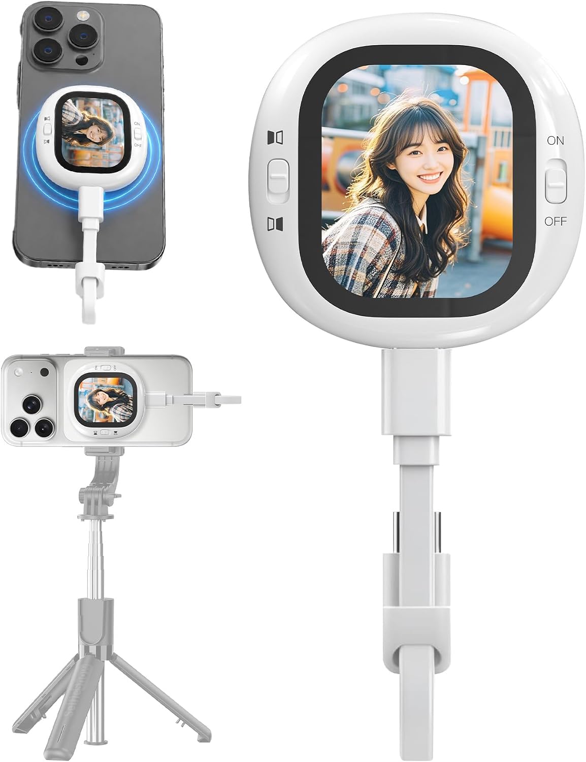 Mini Magnetic Vlog Selfie Monitor Screen for iPhone with Remote, Back Camera Monitor with Screen Mirroring, HD Phone Monitor Screen for Vlogging, Live Streaming, Content Creation