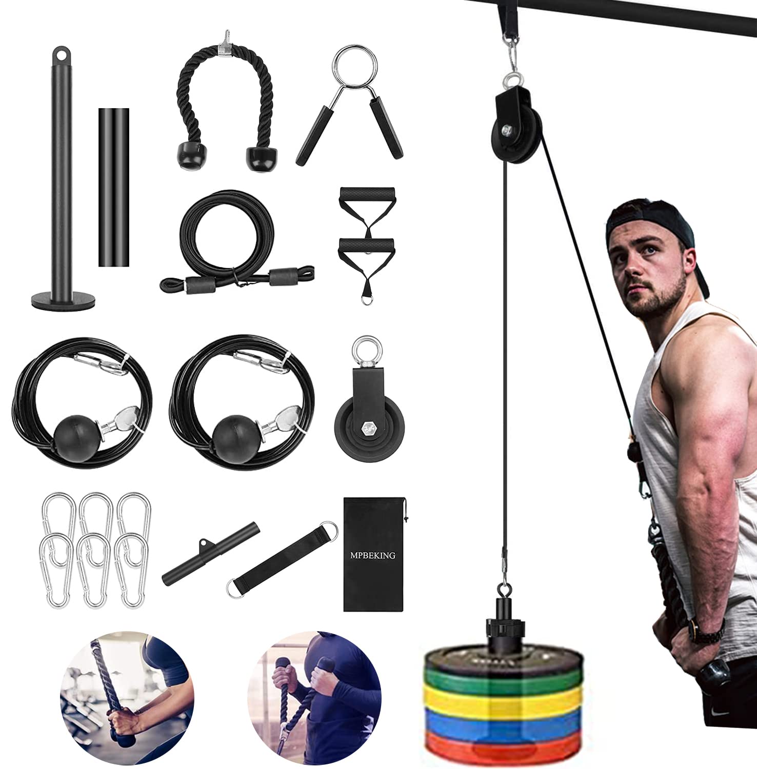 Buy MPBEKING Pulley System Gym Cable Attachments Gifts Weight Pulley