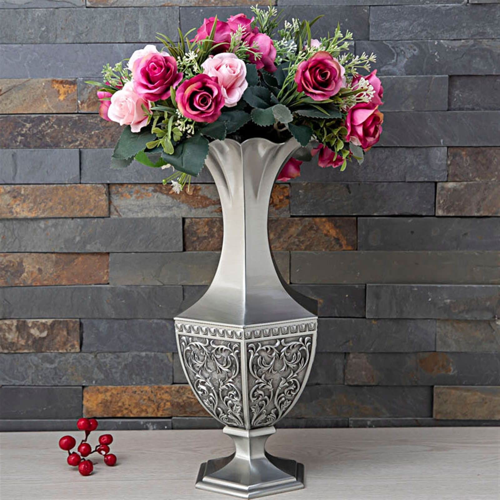 Jarrón Decorado Retro hexagonal zinc aleación jarrón creativo estilo europeo jarrón artesanía metal artesanía casero sala de estar decoración de la boda regalos de la casa de la casa Jarrón De Flores