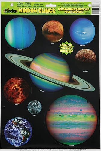 Eureka Planets - Decoración de vinilo para ventana 12 pulgadas de ancho x 17 pulgadas de alto