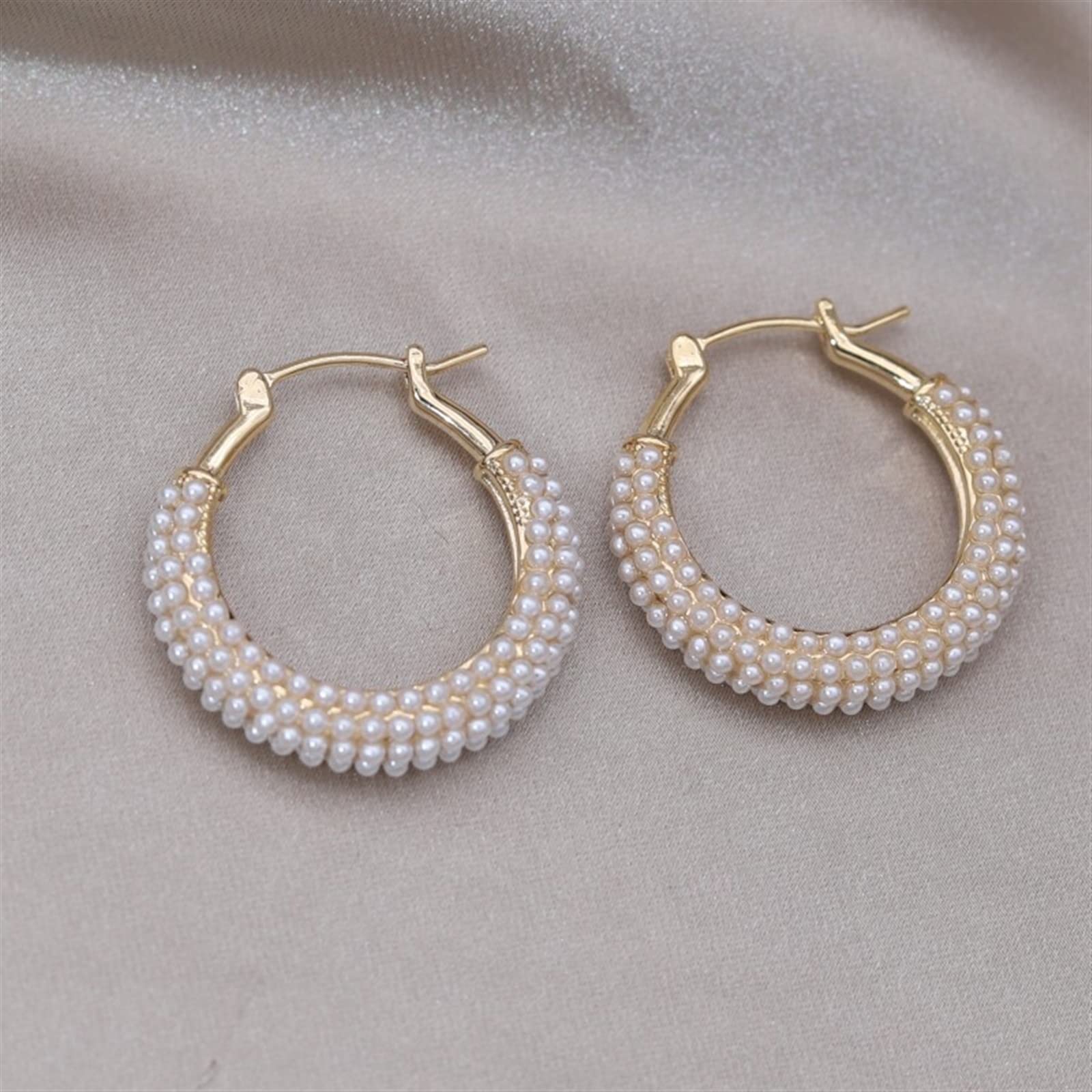 HJMMHX Pendientes de Mujer joyería de Moda chapados en Oro Hechos a Mano Pendientes de aro Redondos Elegantes Accesorios de Trabajo Diario para Mujer Pendientes