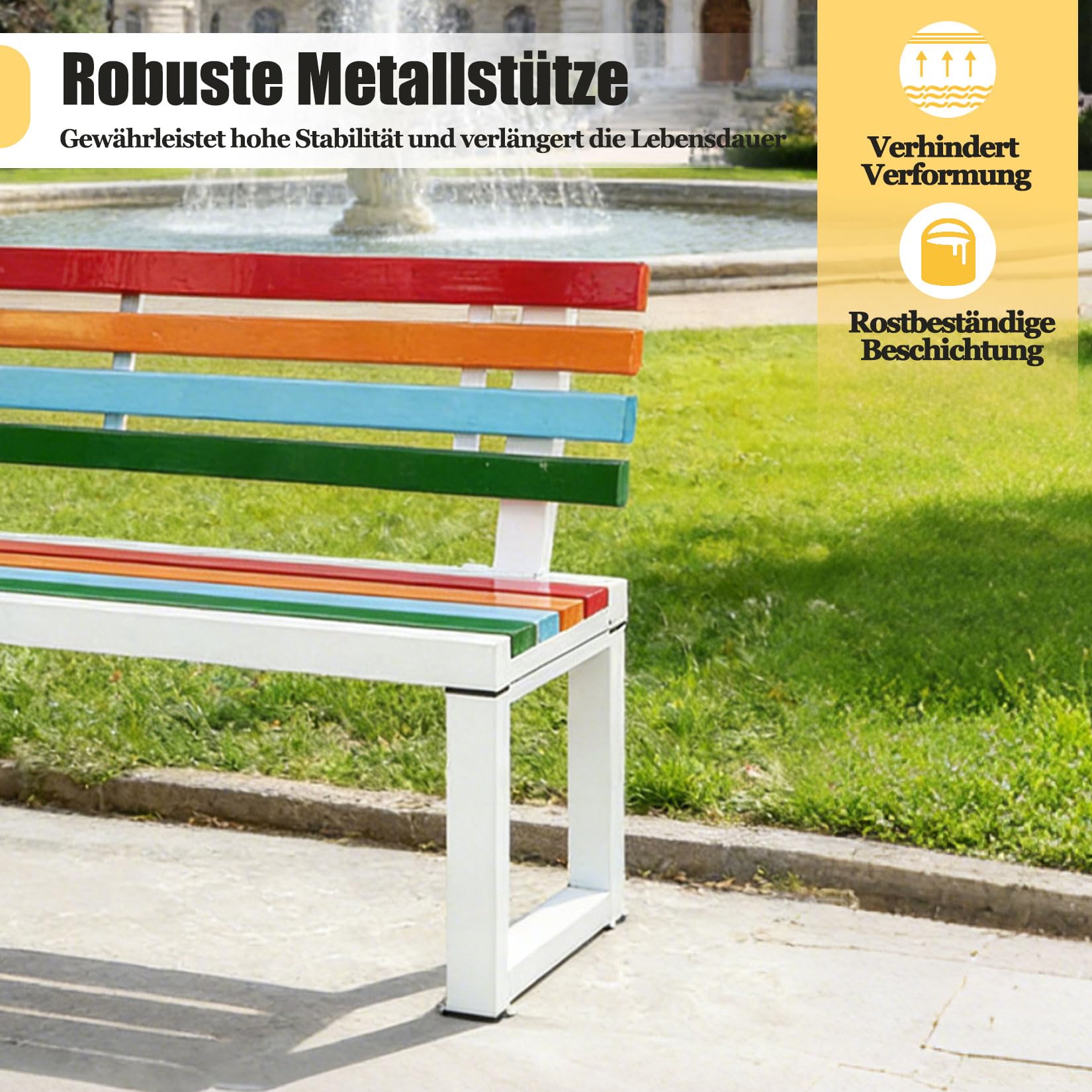 Gartenbank Wetterfest 2-3 Sitzer,Gartenbank metall,Parkbank bis 400kg belastbar,Sitzbank mit Lehne 2/3/4 Sitzer,Anglebige und Bequeme Sitzgelegenheit für Parks,Gärten und Veranden 120cm/4ft Schwarz