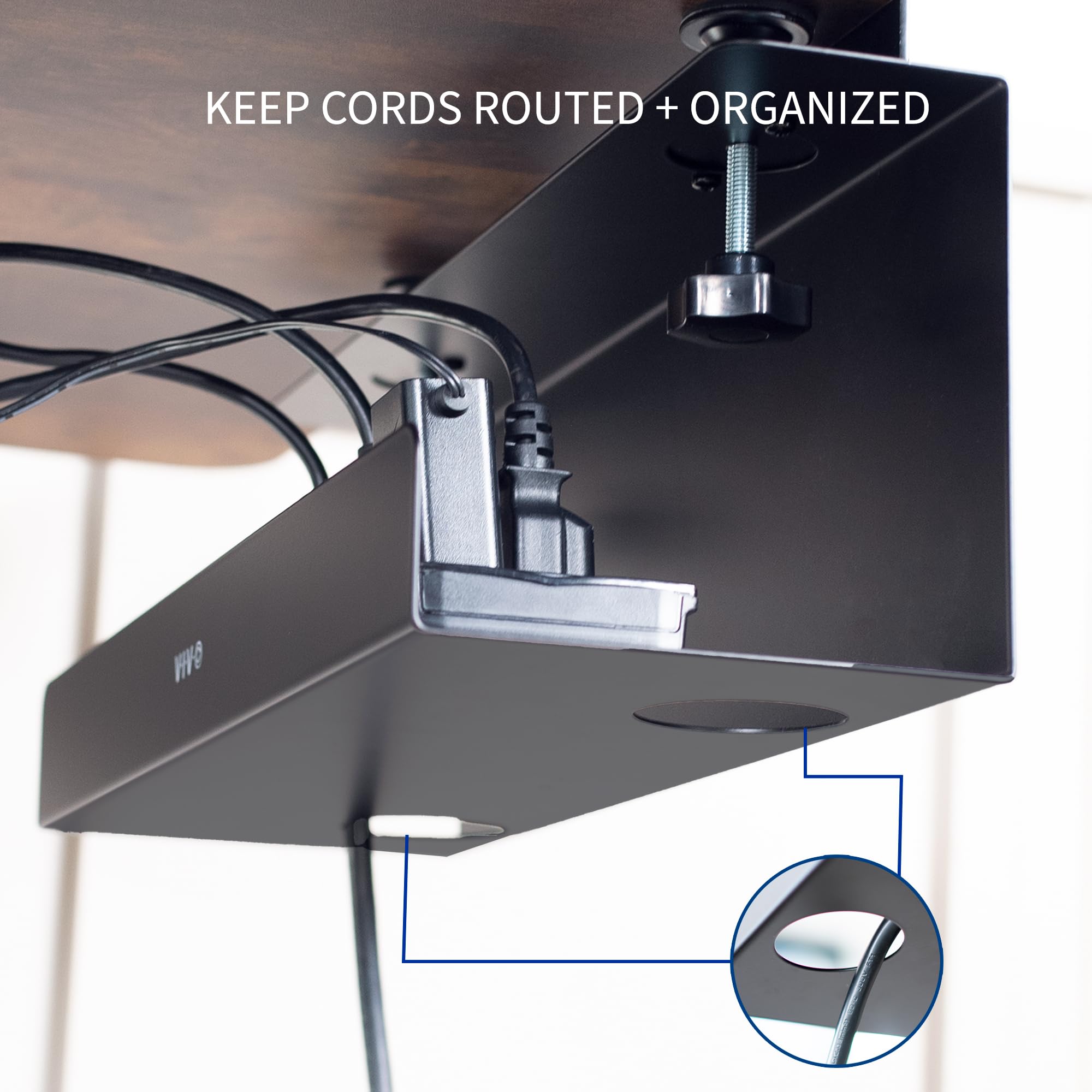 VIVO DESK-CM6L-B Kabelmanagement-Tablett ohne Bohren, Klemmleiste, 43,2 cm, unter dem Schreibtisch, Stahlschnur-Organizer, schwarz, 43,2 cm
