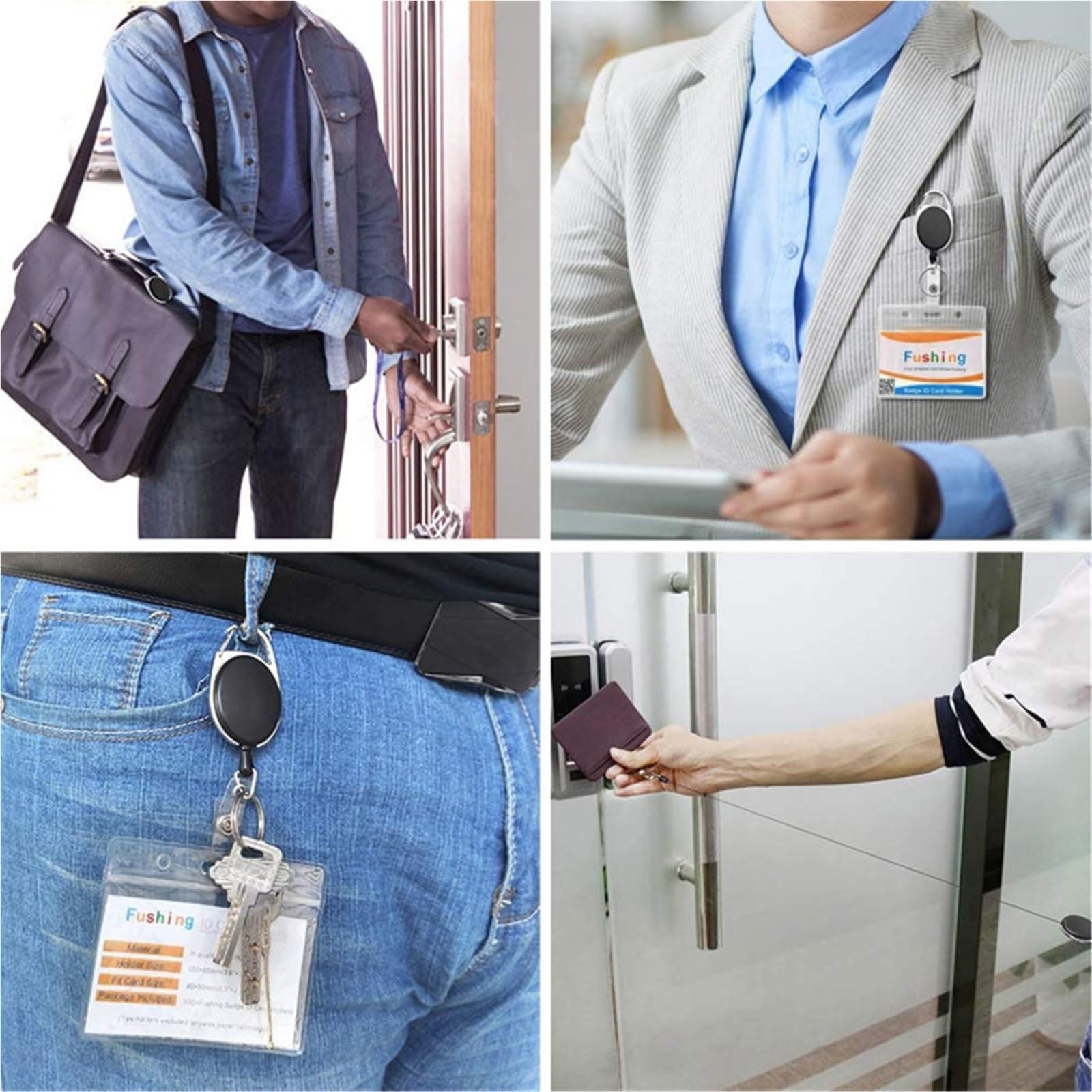 40 portatarjetas de identificación con forma huevo y clip extensible for cinturón Para Oficina