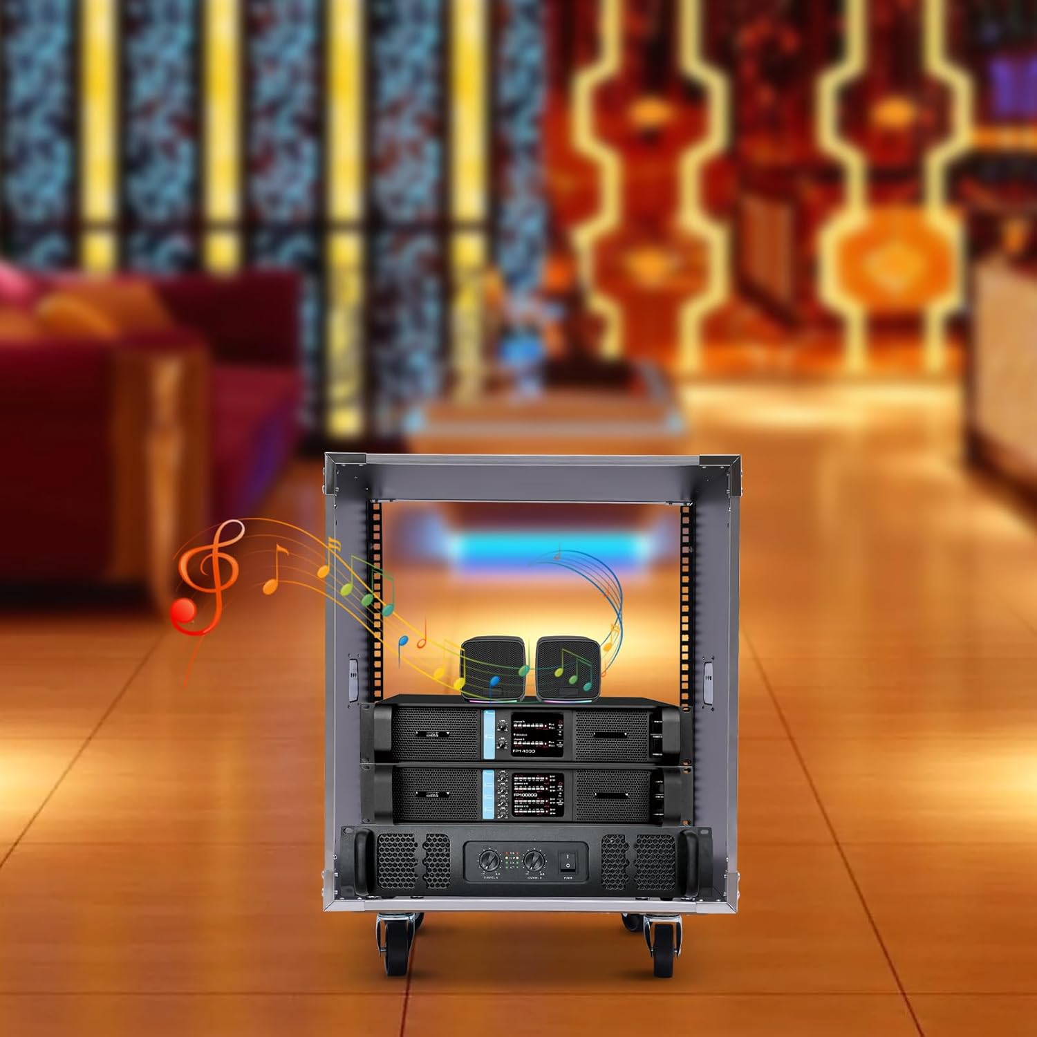 12U Portable Server Rack with Casters - 12U Network Rack Open Frame with Adjustable Rails, Up to 21" Deep 20-Inch Rack for IT Equipment, Computer Chassis, Mixing Consoles, Microphone Amplifiers