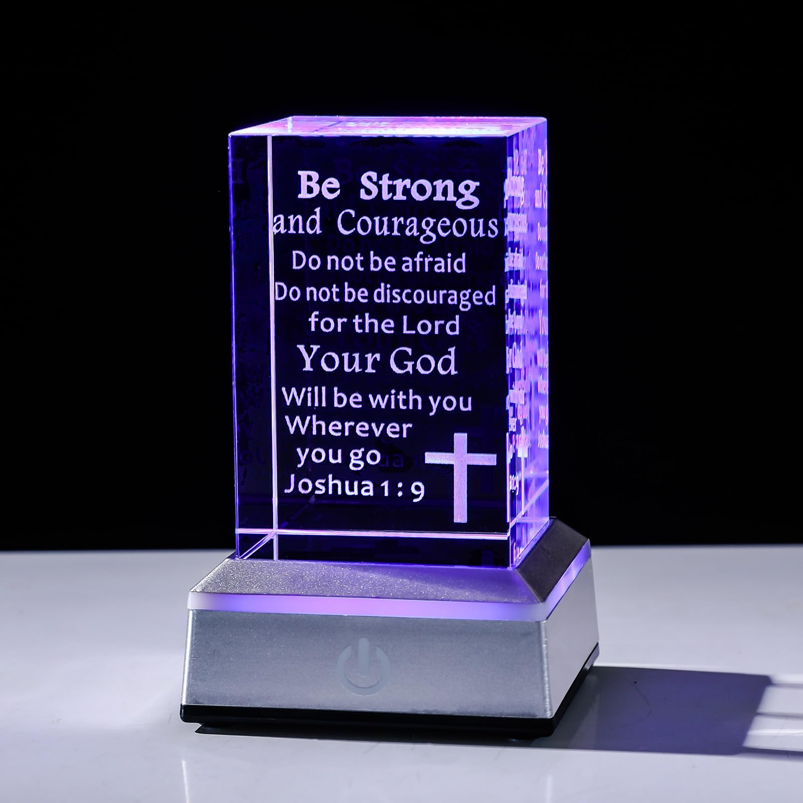 LONGWIN Christian Gifts for Women & Men, 3D Engraved Crystal Multicolor LED Night Light, Inspirational Biblical & Faith Based Religious Gifts