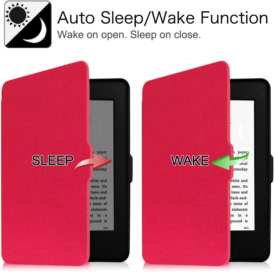 Fintie SlimShell Case for Kindle Paperwhite - The Thinnest and Lightest PU Leather Cover Auto Sleep/Wake for All-New Amazon Kindle Paperwhite (Fits All 2012, 2013, 2015 and 2016 Versions), Magenta