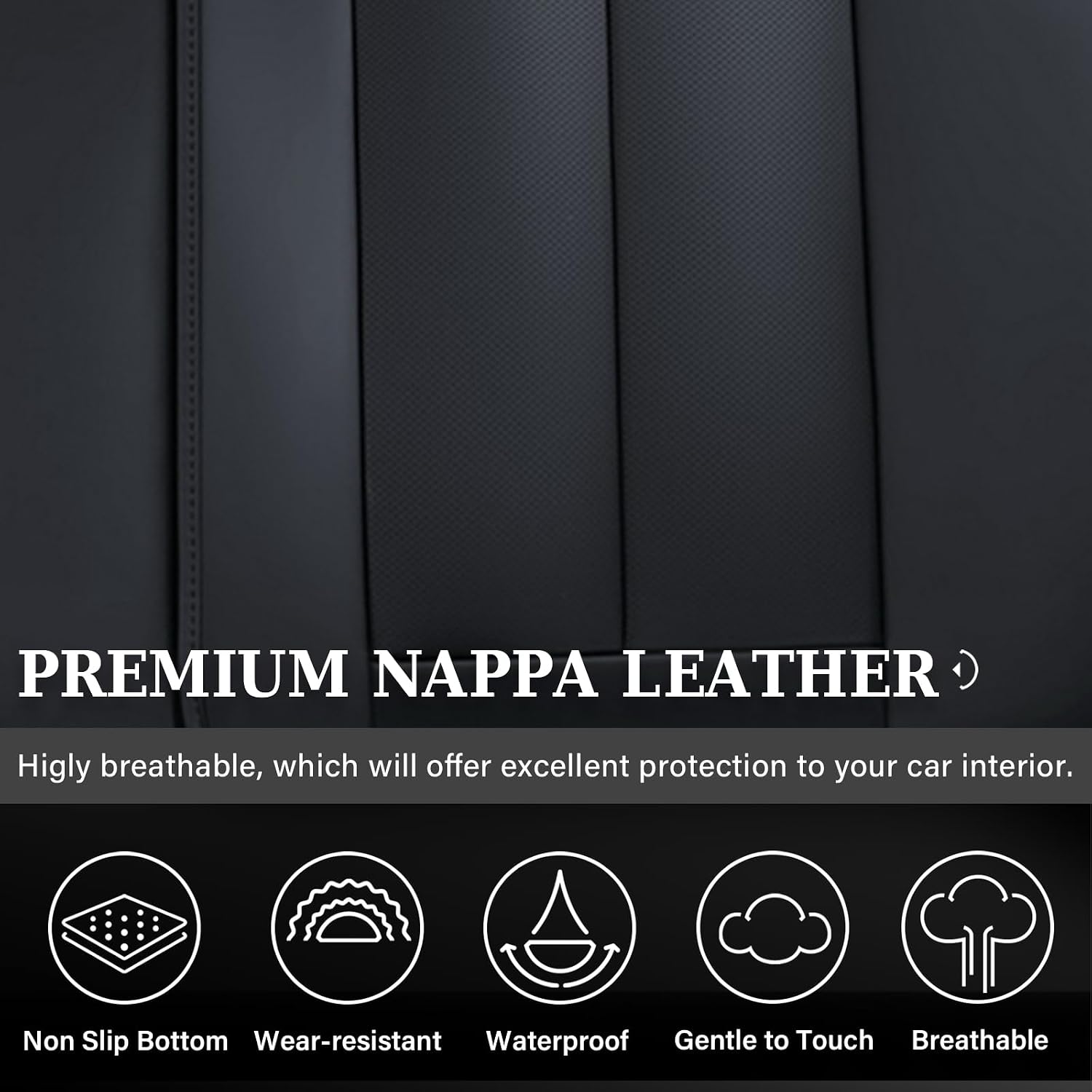 Coverado Car Seat Covers, Back Seat Cover, 3-Pieces Black Rear Car Seat Covers, Waterproof Car Seat Cushion, Car Seat Protector, Leather Seat Cover Seat Protector Universal Fit Most Cars