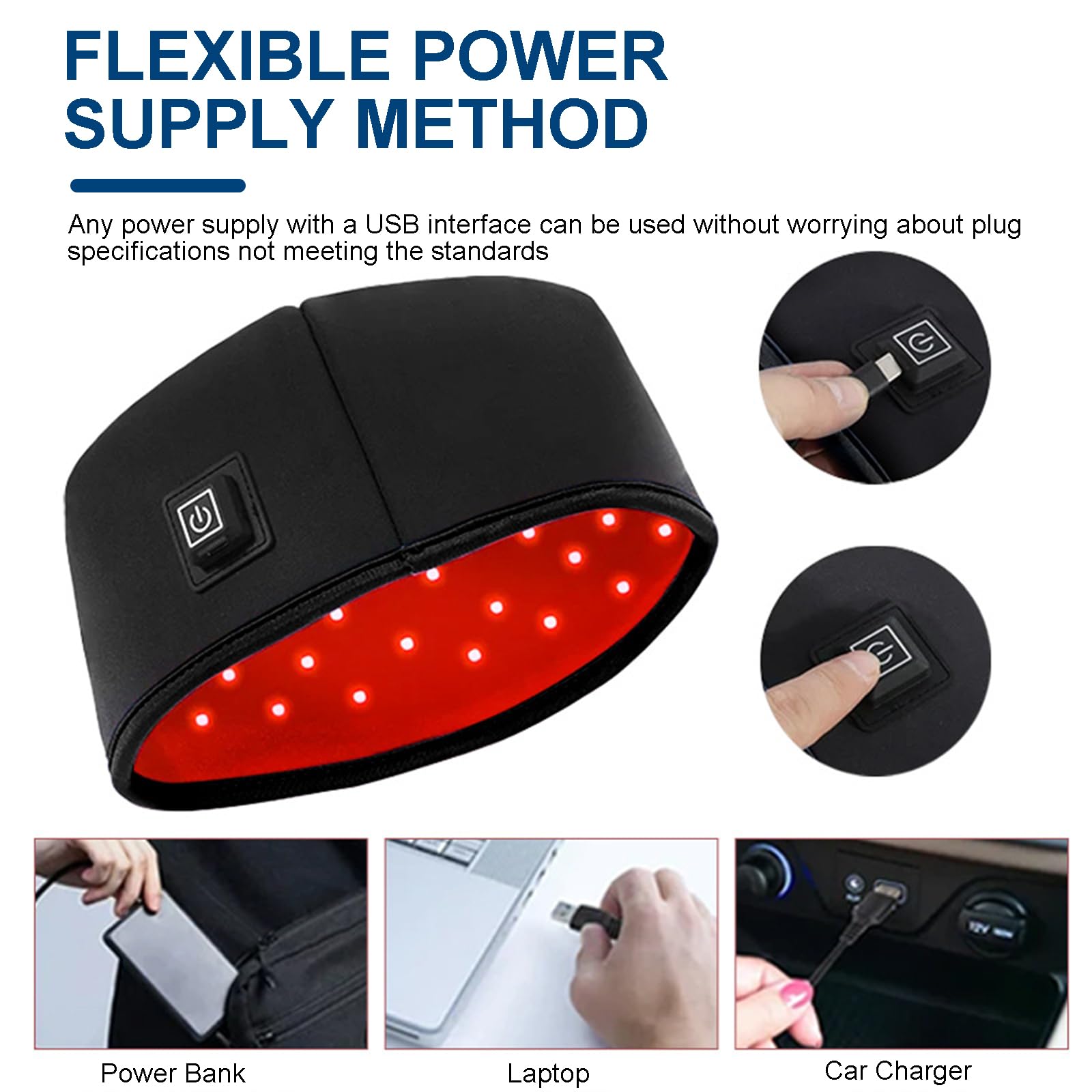 GOURIXIN Cappellino Ricrescita Capelli, Casco Laser anticaduta Capelli Terapia con Luce Rossa e Infrarossi (660nm/850nm) con Funzione Impulso, 3 modalità e Timer, Stimolare Crescita Capelli Black