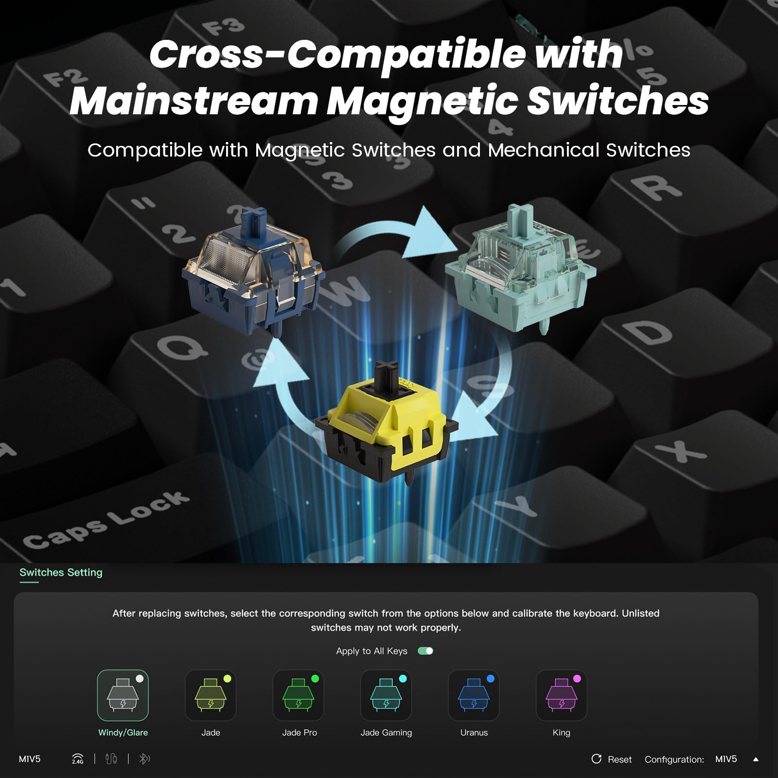 MONSGEEK M1V5 TMR Tastatur Aluminium 8000Hz Magnetisch ISO DE QWERTZ Layout | RT0.01mm, Gasket Mount,2,4 GHz kabellos/BT5.0/USB-C kabelgebunden für Spiele/Büro(Schwarz & Silber)