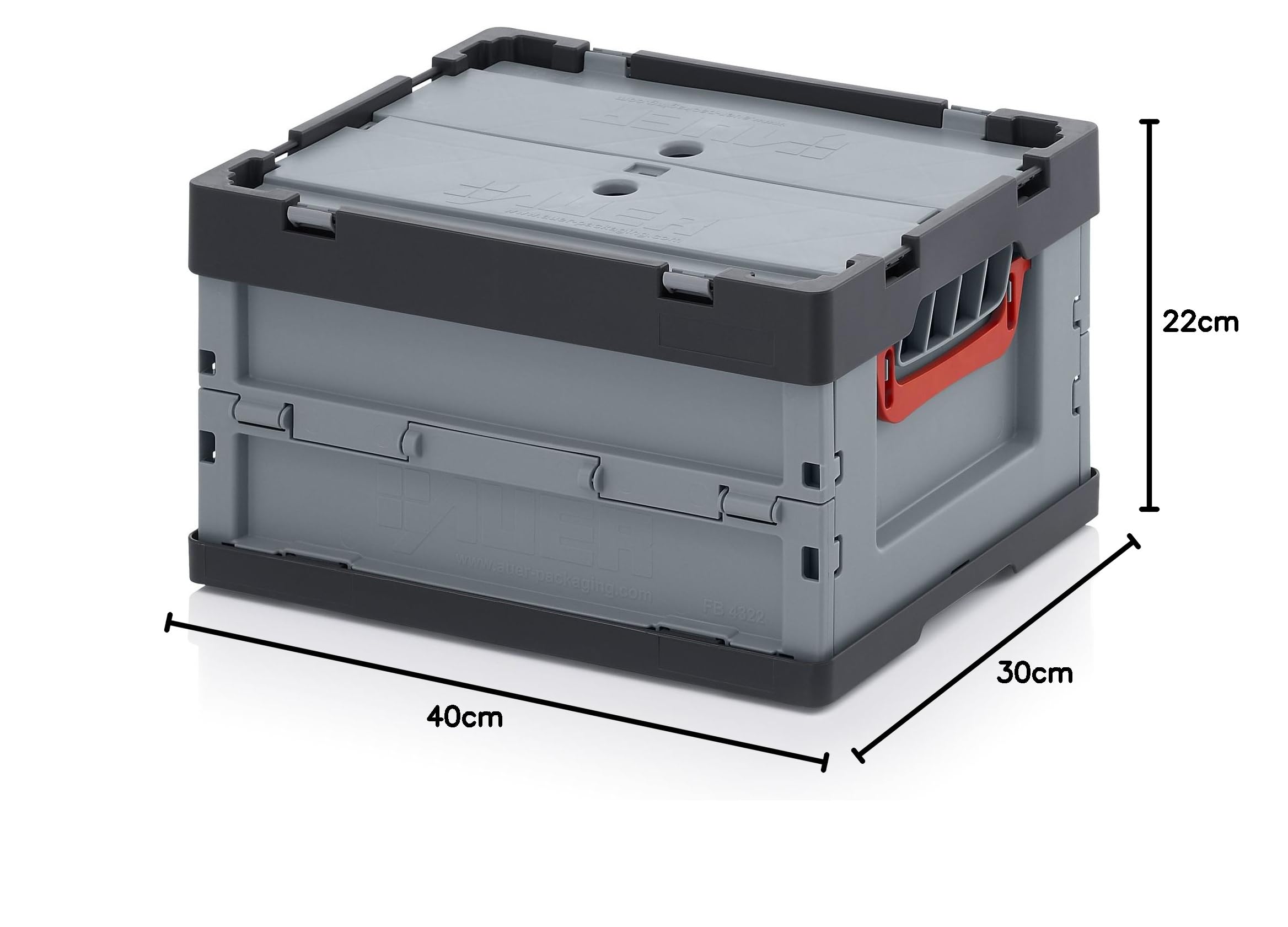 Auer Packaging 6x Profi Faltbox 40 x 30 x 22 mit Deckel inkl. Zollstock * 6er Set