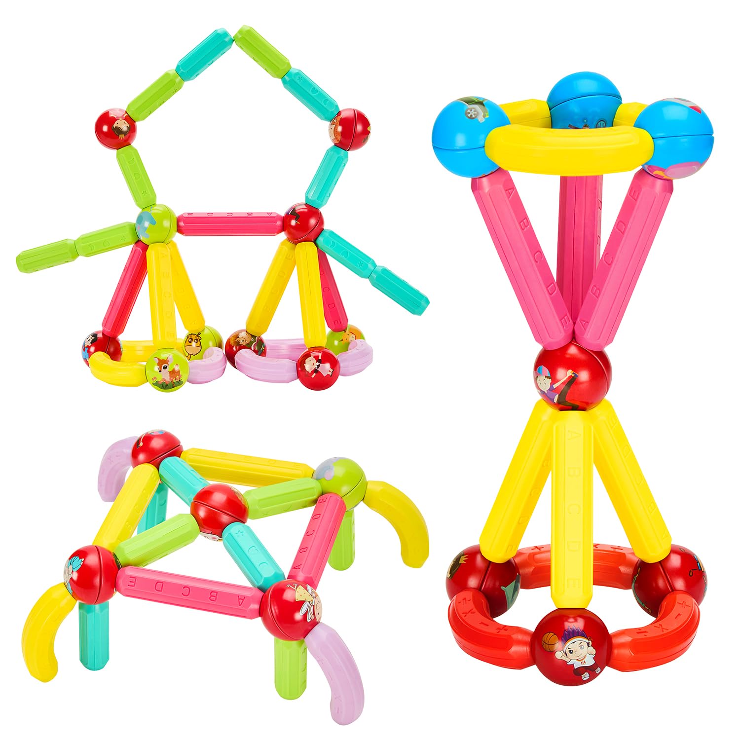 Amazon Brand - Jam & Honey Magnetic Roundels Building Blocks 32 Pieces for Kids | STEM Toy | Magnetic Toys | Great Birthday Gift | Educational & Creative Toy |Toys for Kids