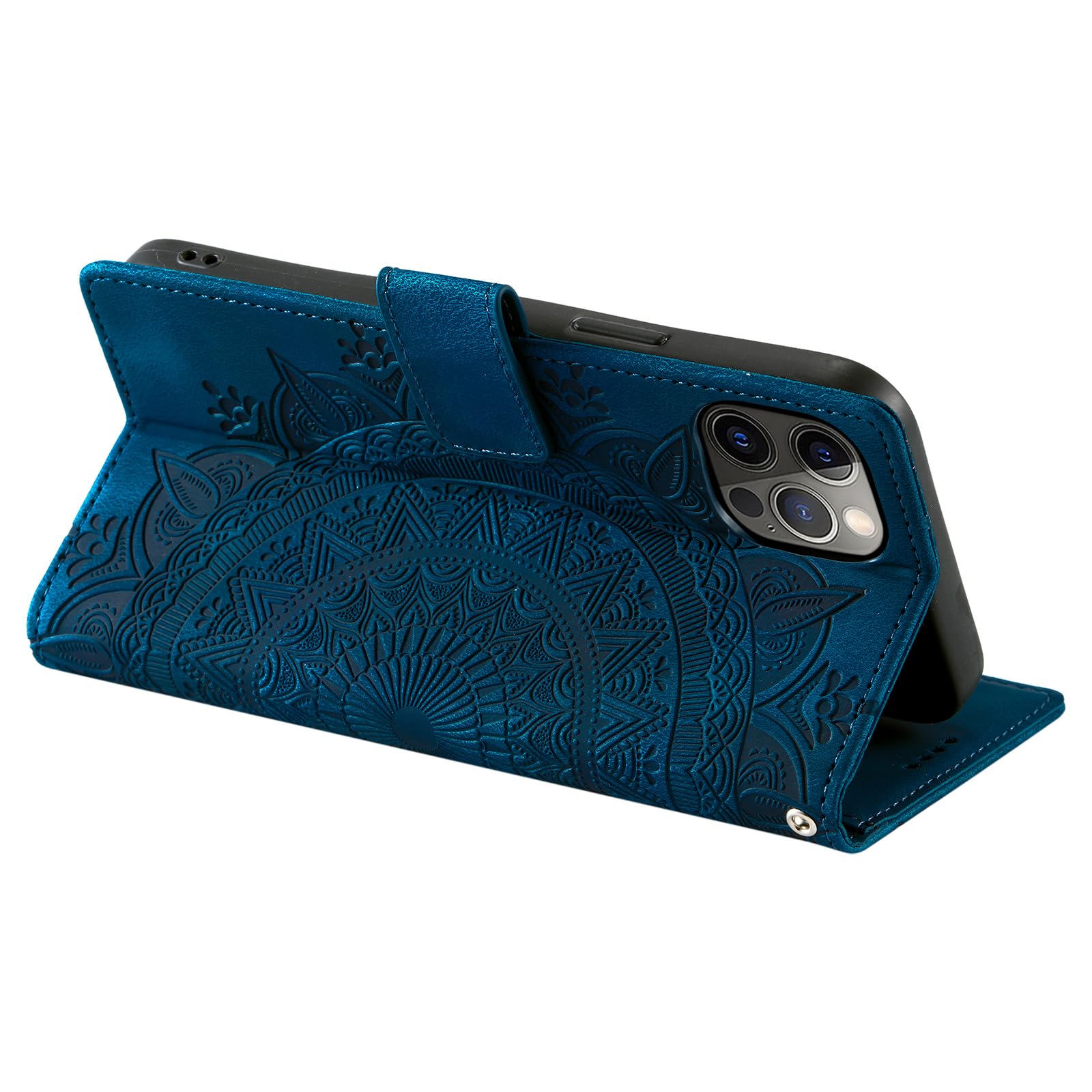 PULTTOLS IPhone 12 Klapphülle Mit Blumen-Muster – Wallet Case Mit Kartenfach & Standfunktion