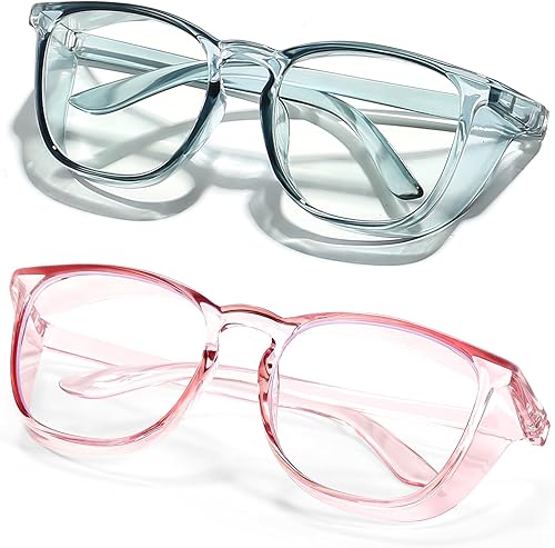 LASMEX Gafas de seguridad elegantes para mujeres y niñas, gafas antivaho gafas protectoras transparentes