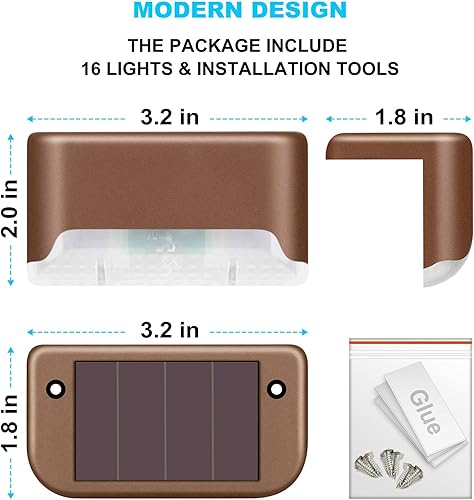 Miniatura 6 de DenicMic Paquete de 3 luces solares para terraza, postes de valla para patio, piscina, escaleras, escaleras, LED impermeables para exteriores
