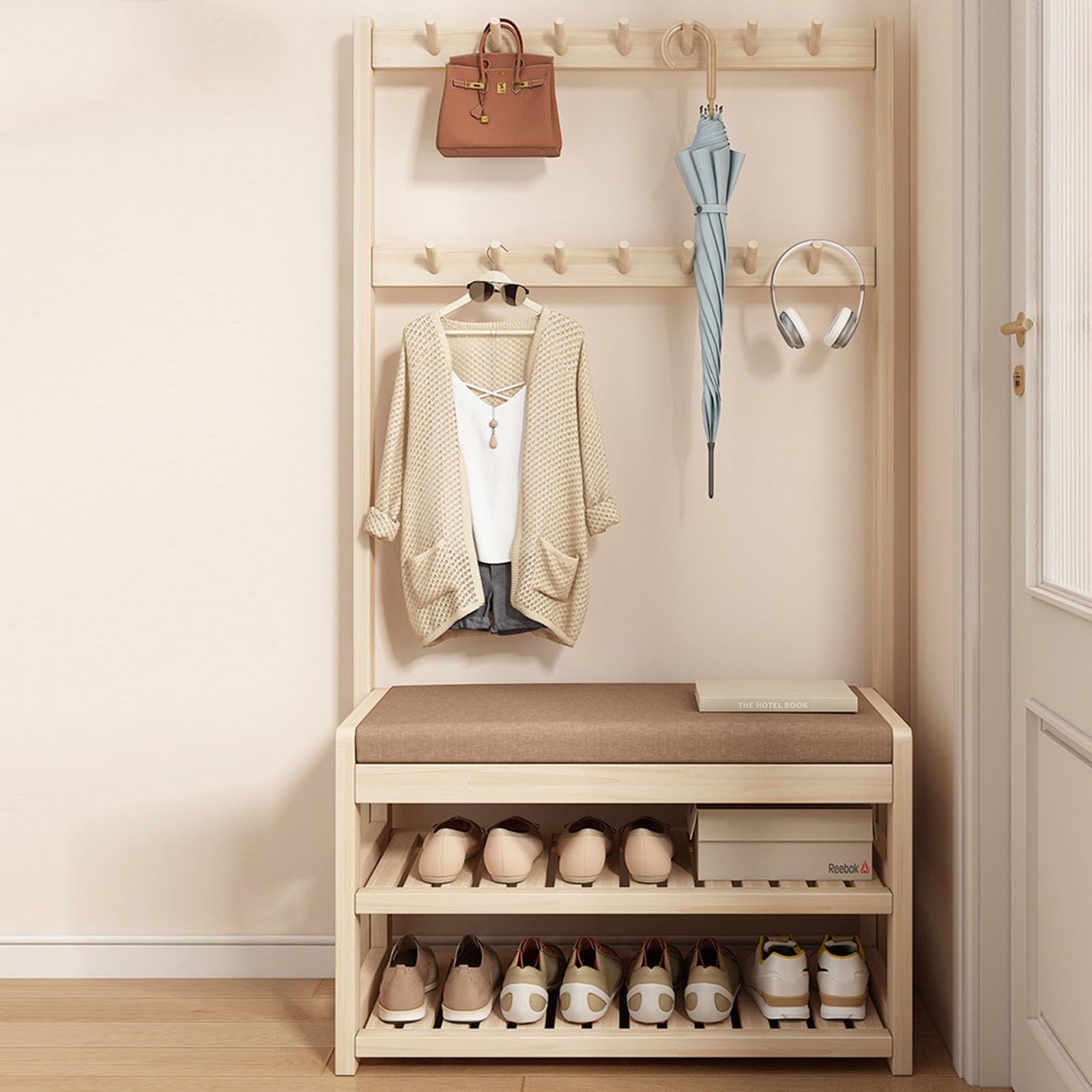 Banc à chaussures moderne avec étagère 50cm de hauteur pour couloir