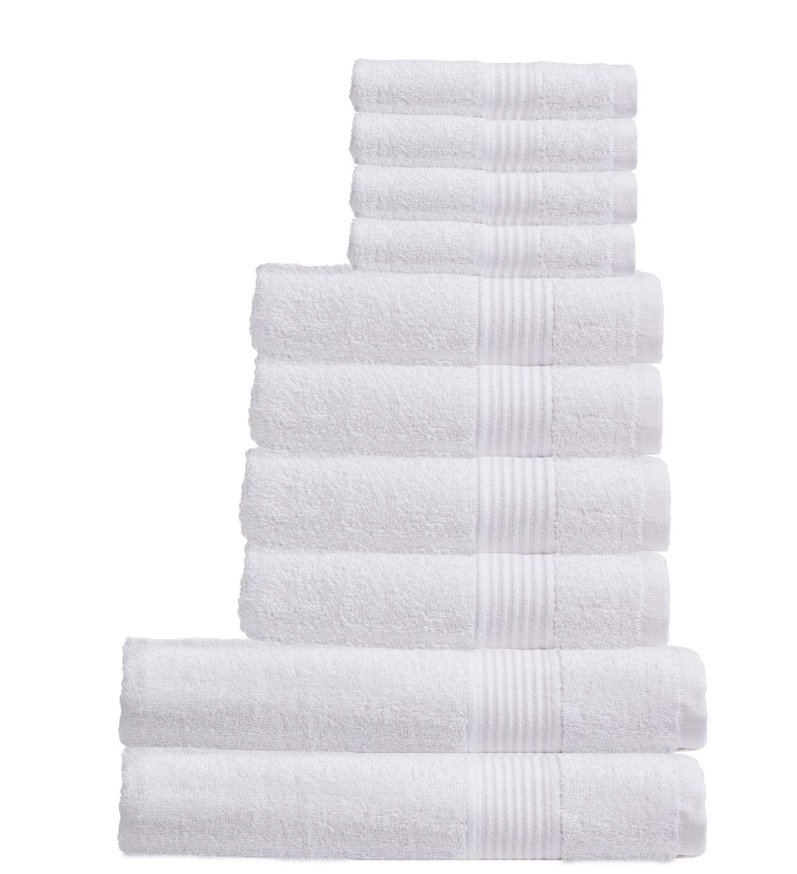 Olivia Rocco White Egyptian Cotton Towels Home Bathroom Towel Set Bale Fade Resistant 500Gsm Home Collection Bales Bath Sets, 2 Bath, 4 Hand And 4 Washcloths