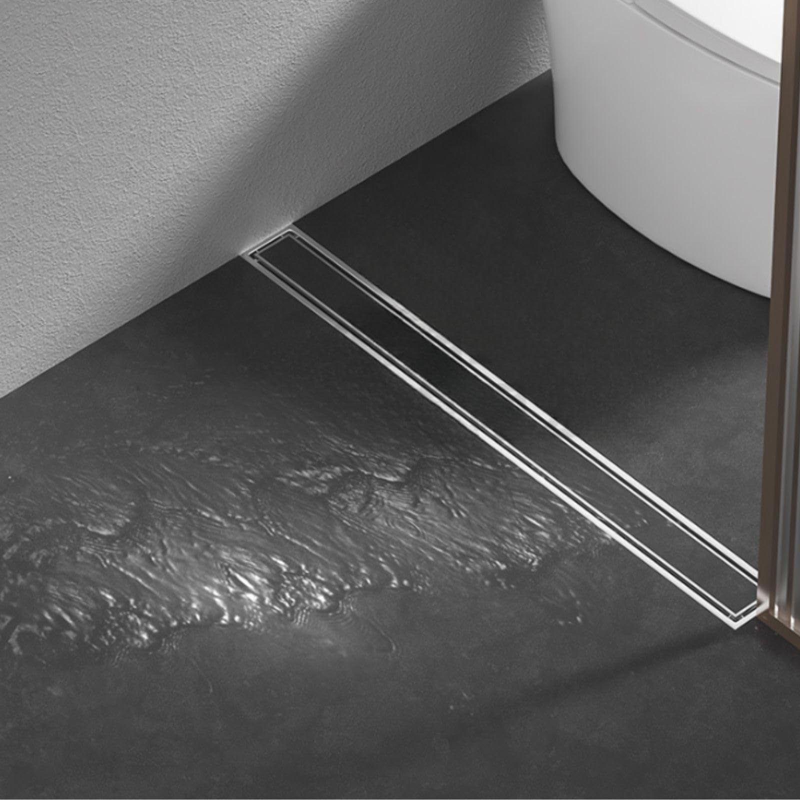Cubierta de desagüe de ducha lineal de 20 a 120 cm, 10 cm de ancho, de acero inoxidable cepillado 304, rectangular, con rejilla para azulejos, ideal para baño y balcón (10 x 60 cm)