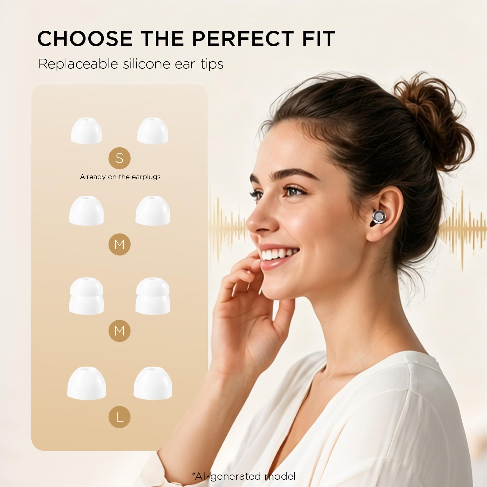 Bouchons d'oreilles pour réduction du bruit, bouchons d'oreilles réglables en silicone avec 8 modes de réduction du bruit (23–38 dB), doux et réutilisables pour concerts, ronflements, voyages en avion