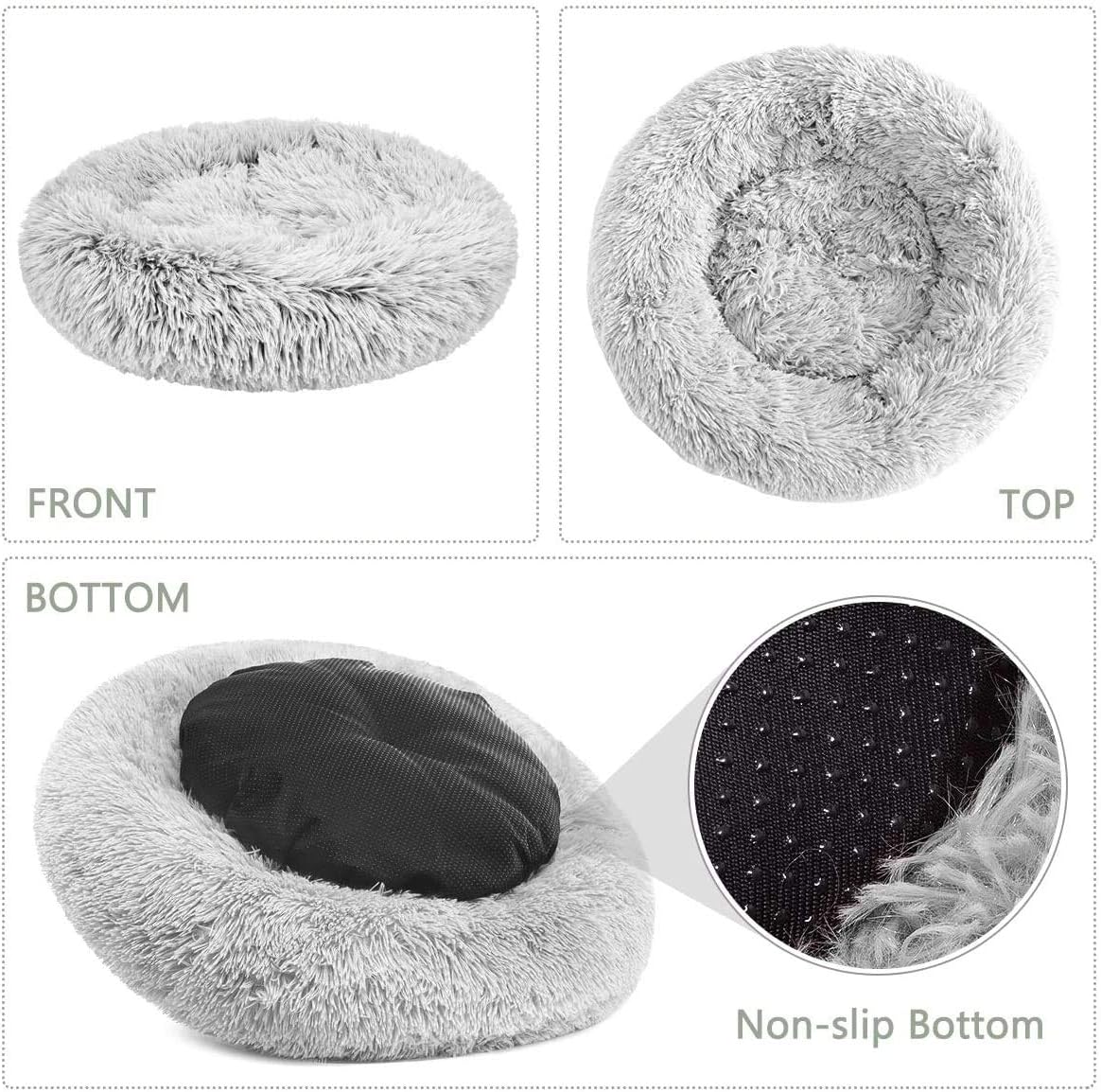 Dog bed, soft plush cat mat, non-slip machine washable self-warming kennel to improve pet's sleep 4XLD diameter 120cm gradient pink