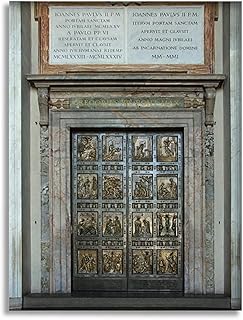 Bathroom Wall Art Decor Bathroom Pictures for Wall Artwork Holy Door Door Rome Italy Vatican Ancient Rome Framed Canvas Wall Art for Bedroom Dining Room Farmhouse 16"x20"